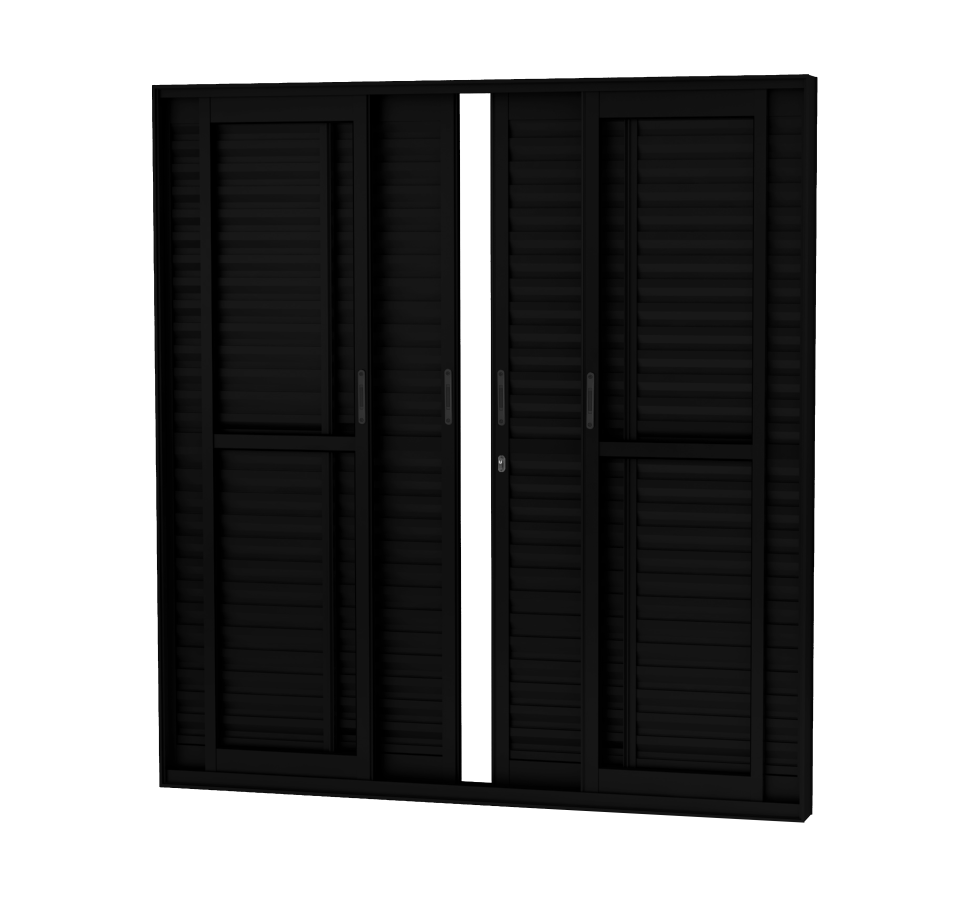 20 - PORTA BALCÃO CORRER 6 FOLHAS 2 FIXAS LINHA ALUFORT