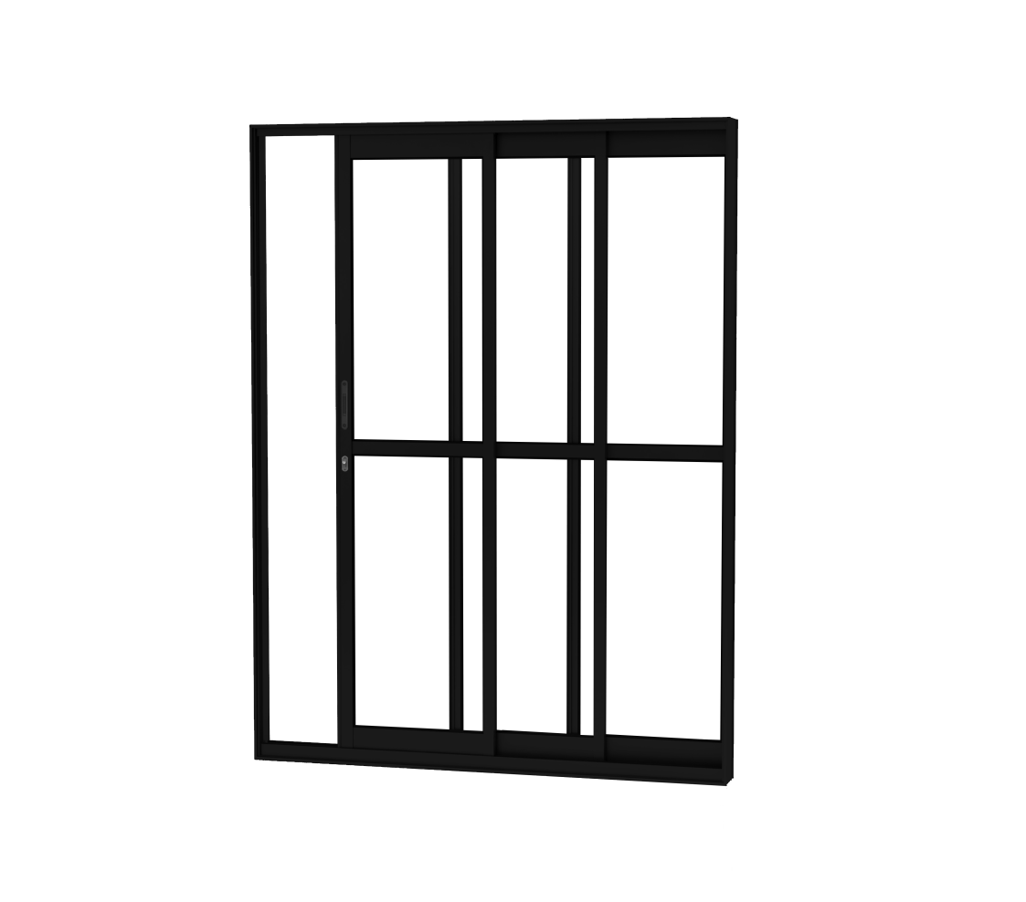 25 - PORTA CORRER 3 FOLHAS 1 FIXA 1 DIV. VIDRO LINHA ALUFORT